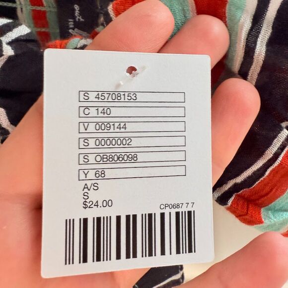 Out From Under Striped Bandeau Tie Top in Orange Turquoise Black & White S NWT - Picture 6 of 9